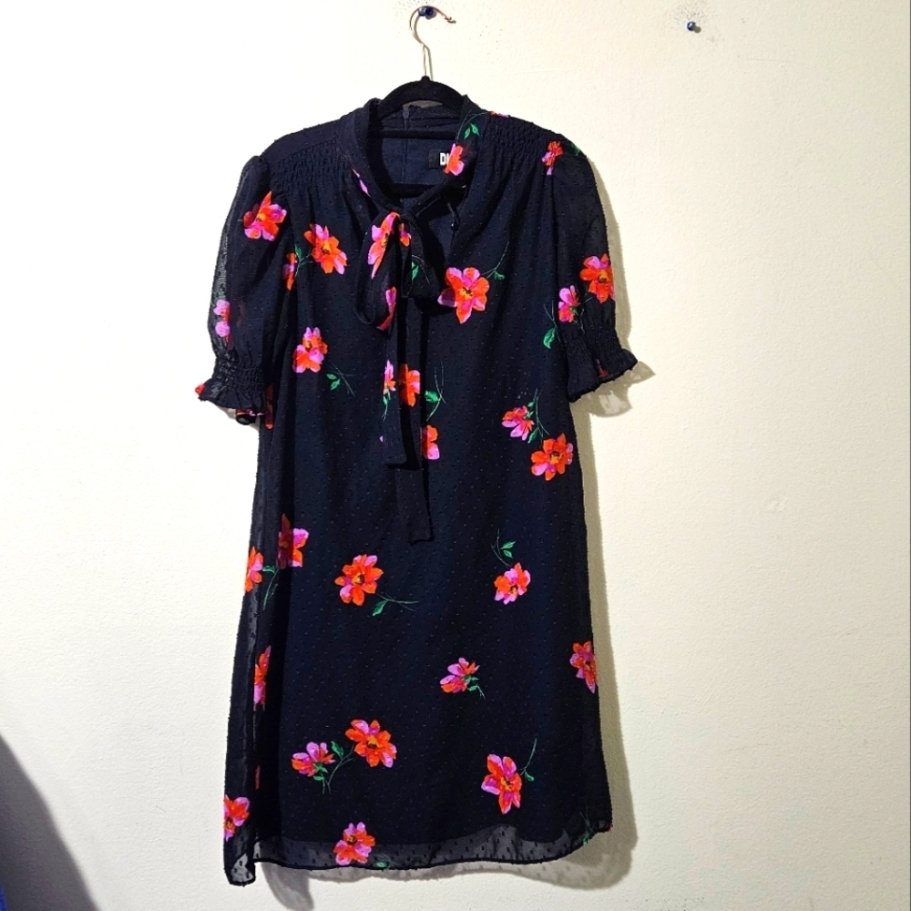DKNY Floral Chiffon Dress